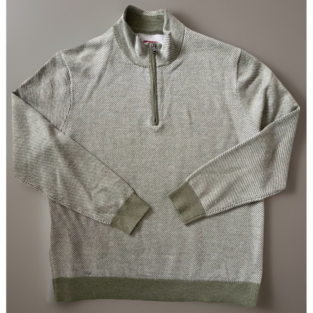 UNTUCKit Long Sleeve Quarter Zip Sweater Extra Fine Merino Wool Green XL JBHS